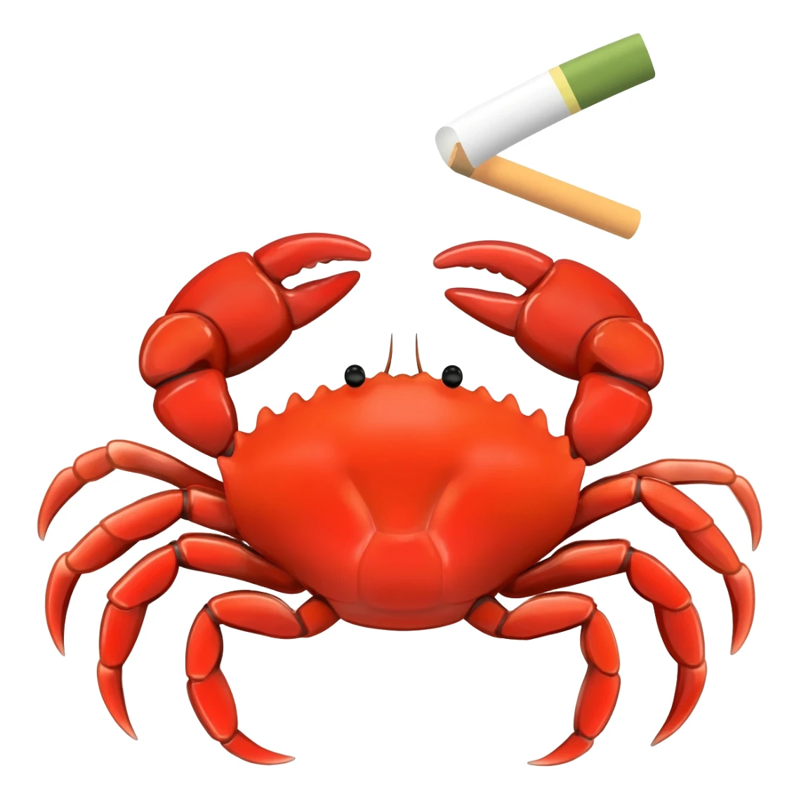 crab smoking a green cigarette sticker