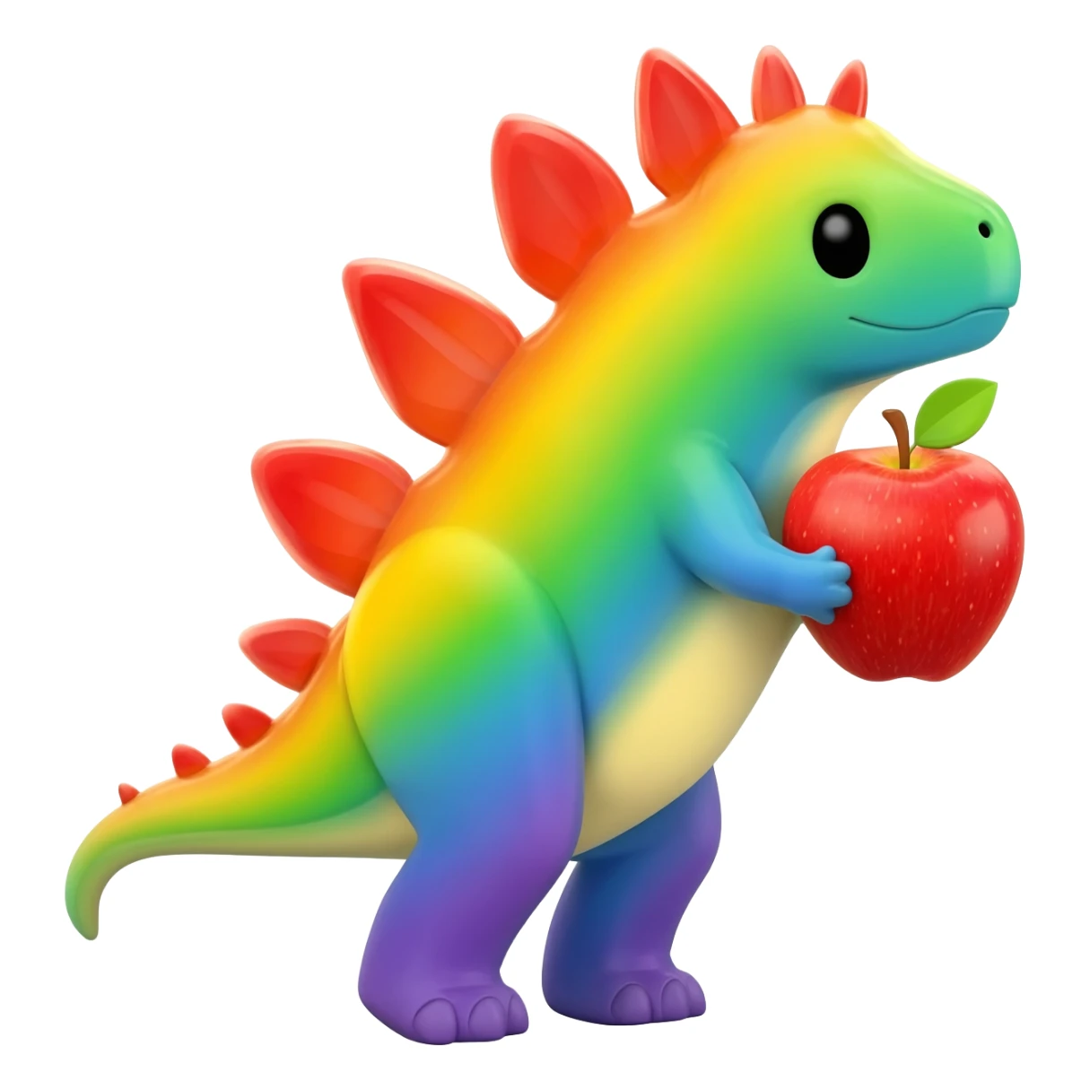 Cute Rainbow stegosaurus with apple sticker