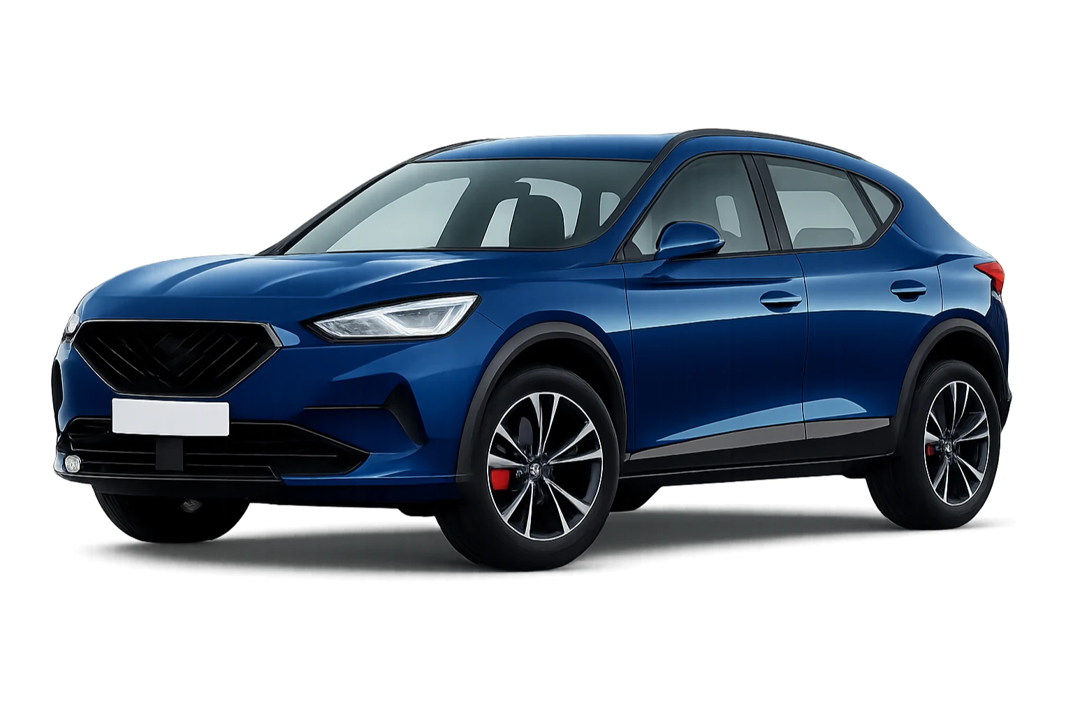 Make the navy blue car color brighter by +15, keep the background transparent, and remove the logo from the car. sticker