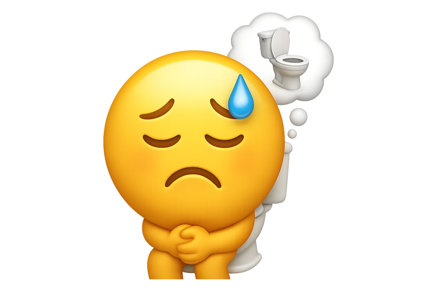 emoji stile iphone che riguarda l'argomento "stipsi/andrò al bagno oggi?", iperrealistico 4k sticker