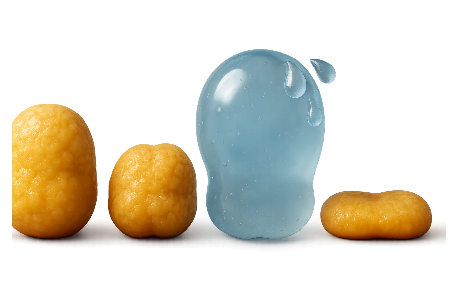 il processo di una cellula adiposa che si sgonfia, si gonfia di acqua e infine si appiattisce, 3d iperrealistica 4k sticker