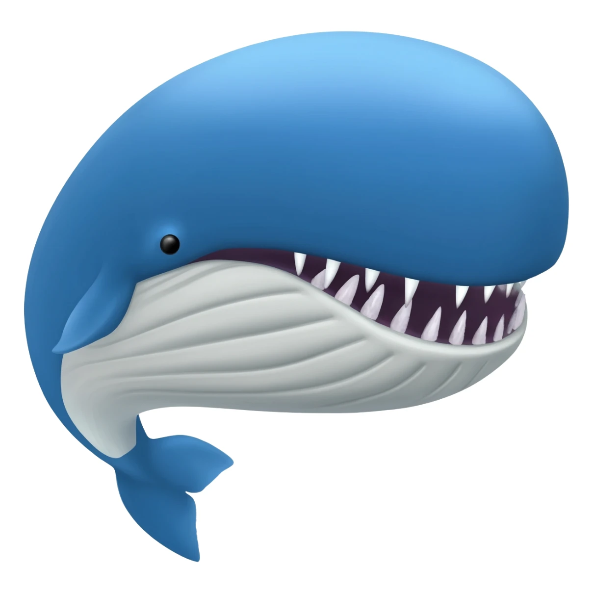 Whale with sharp teeth and a circular mouth sticker