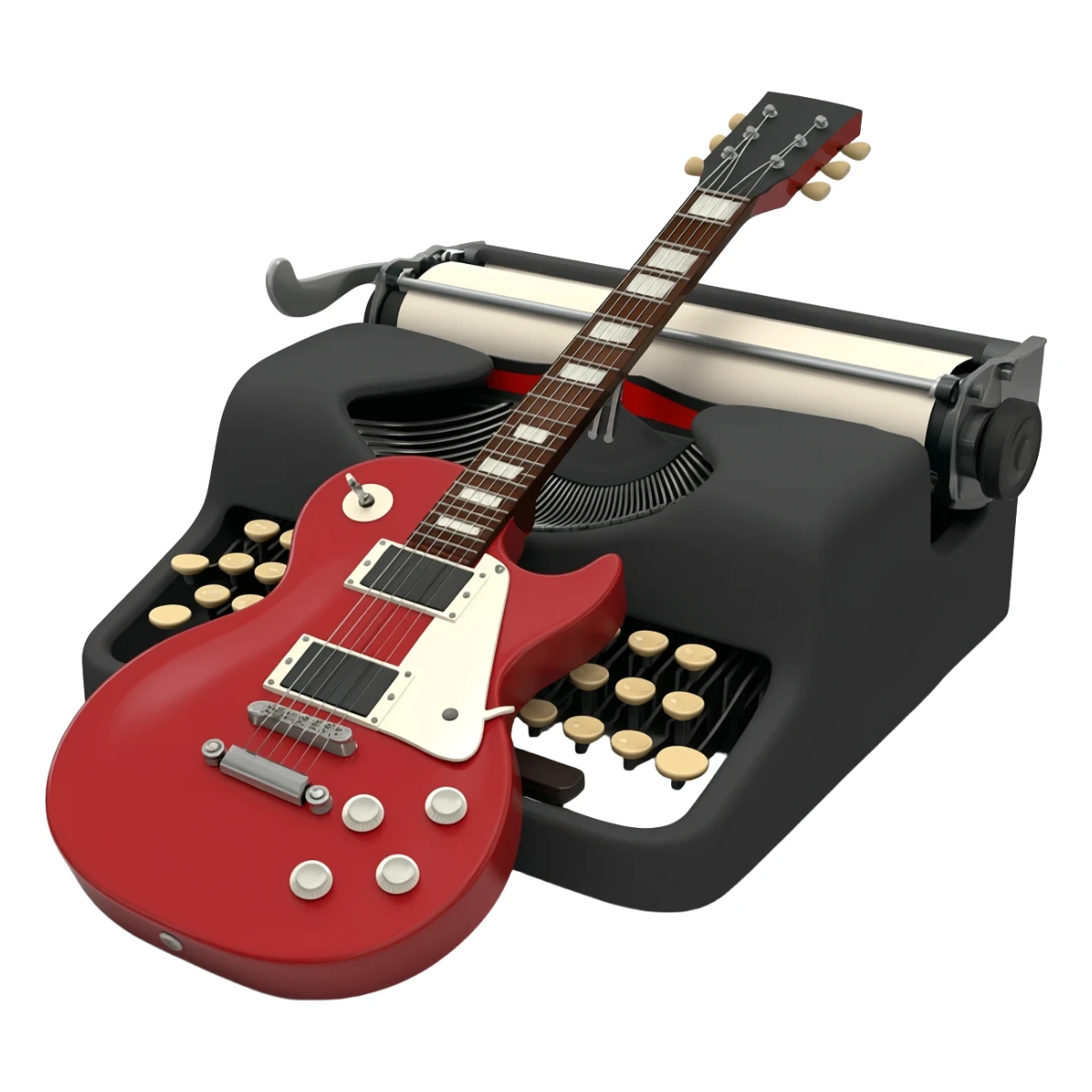 An electric guitar on a typewriter sticker