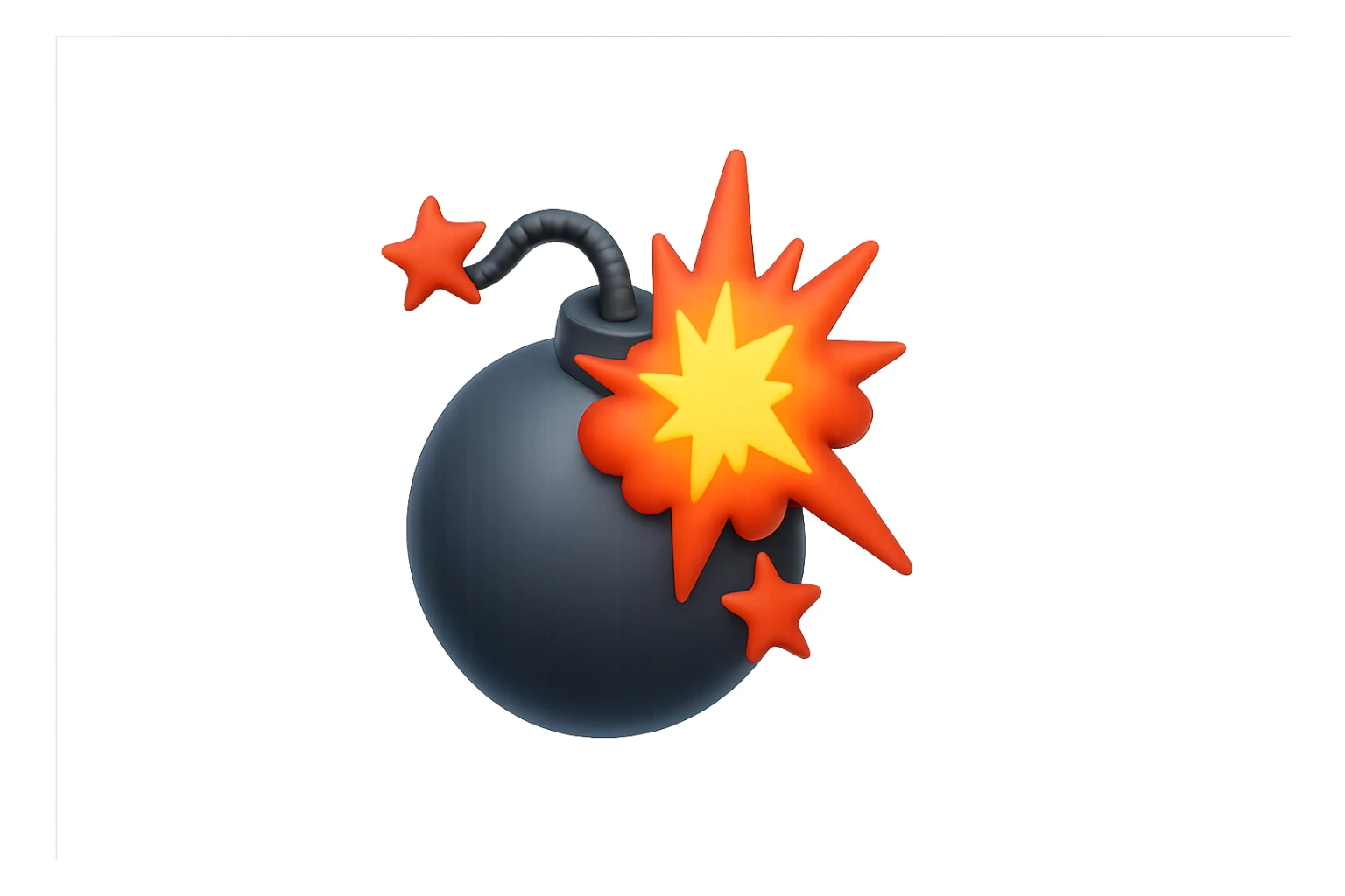 emoji stile iphone di una bomba che esplode, ISOLATA SU SFONDO BIANCO sticker