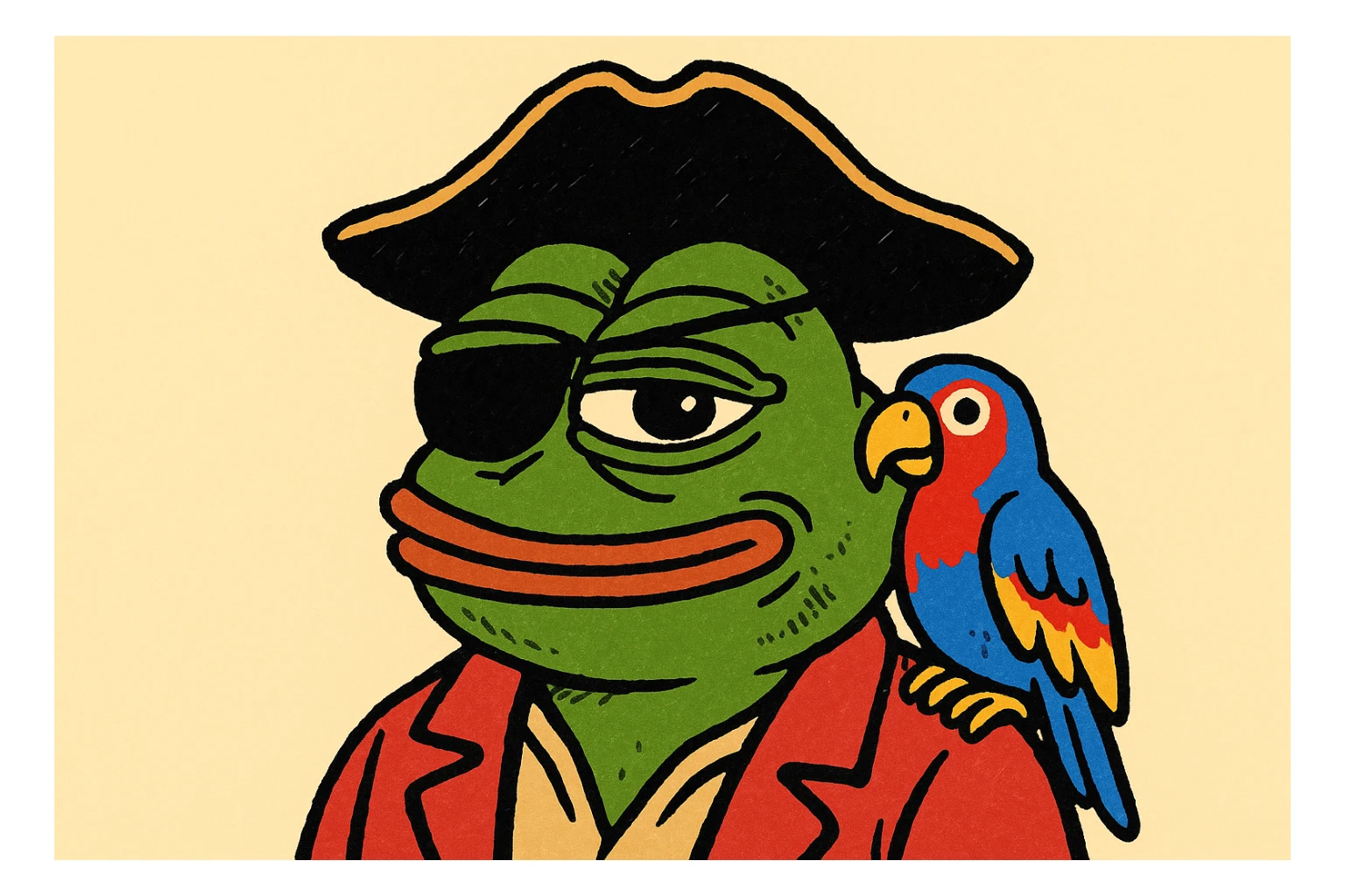 pirate with eye patch and parrot sticker