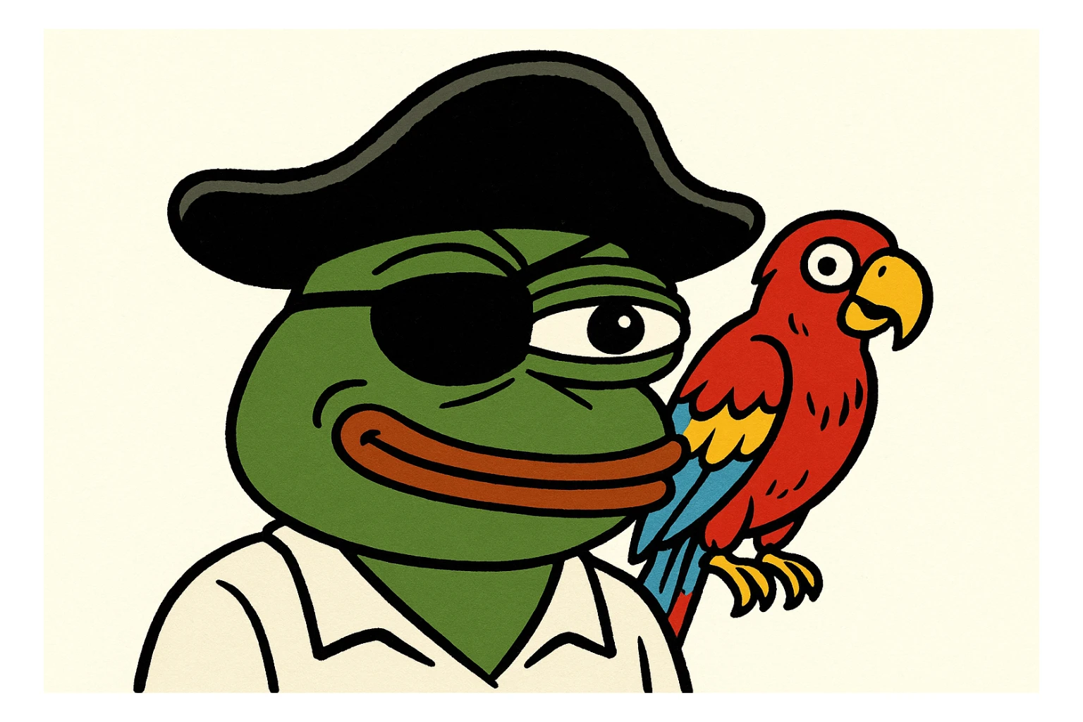 pirate with eye patch and parrot sticker