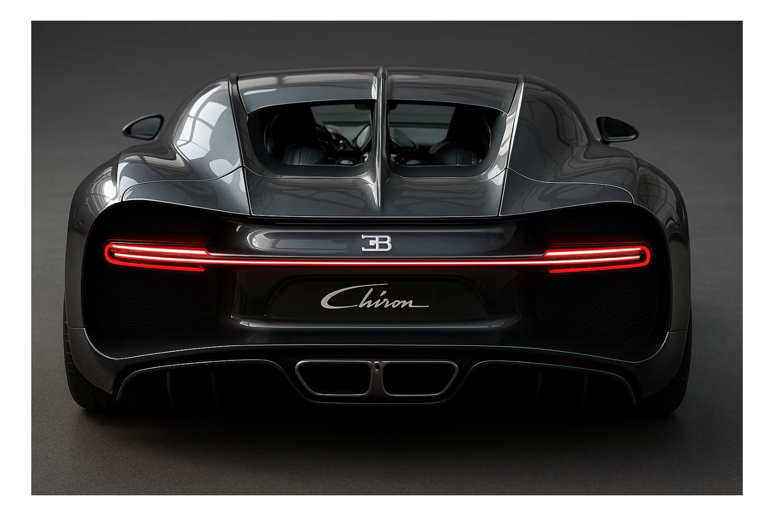 Bugatti Chiron rear view showing taillights high detail metallic finish sticker