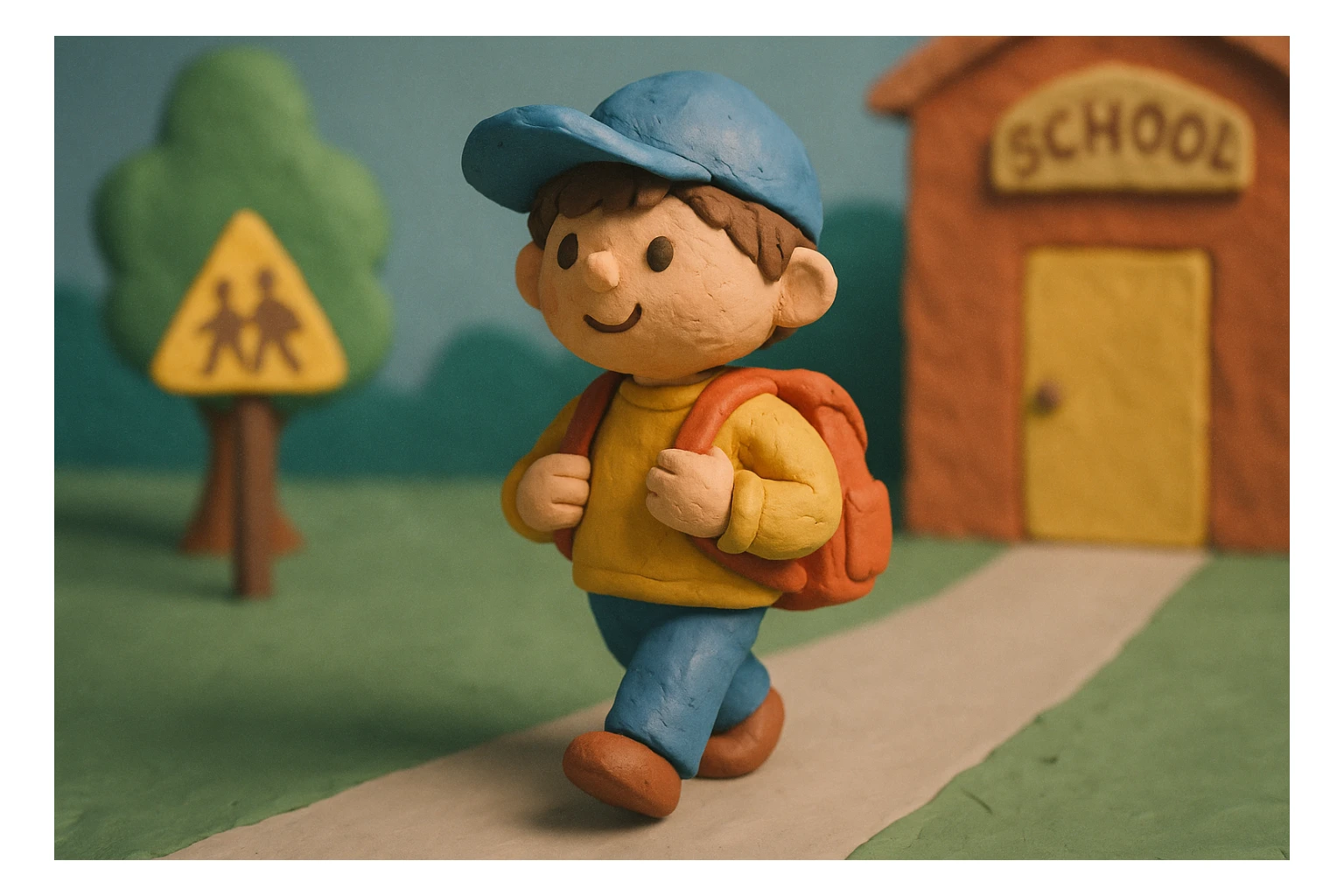 A child walking to school sticker