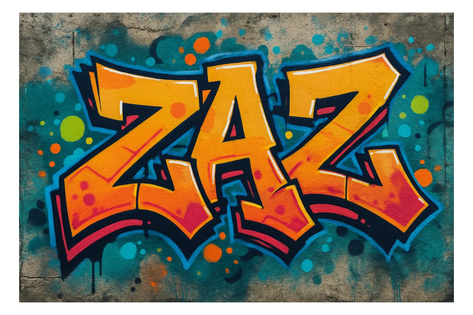 Graffiti text "ZAZ" in classic graffiti style. Bold, colorful, and intricate lettering with a street-art vibe. sticker