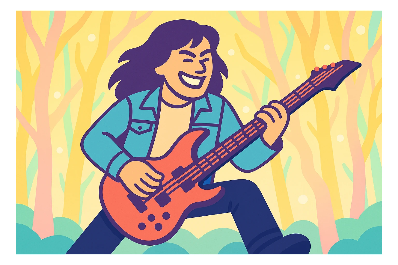 Keep the same vibrant toon style and composition, but make the overall colors much lighter and brighter. Use a pastel and vivid palette, with lighter background and character tones, while keeping the outlines dark and defined. Maintain a wide aspect ratio (16:9), ideal for post-editing. sticker