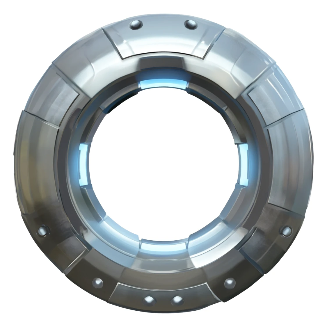 Futuristic metallic ring-shaped spaceship sticker