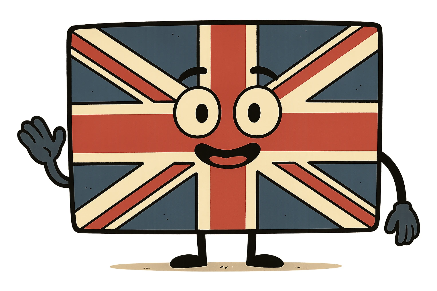 flag of the United Kingdom, rectangular, blue background with red and white crosses, flat and simple design sticker