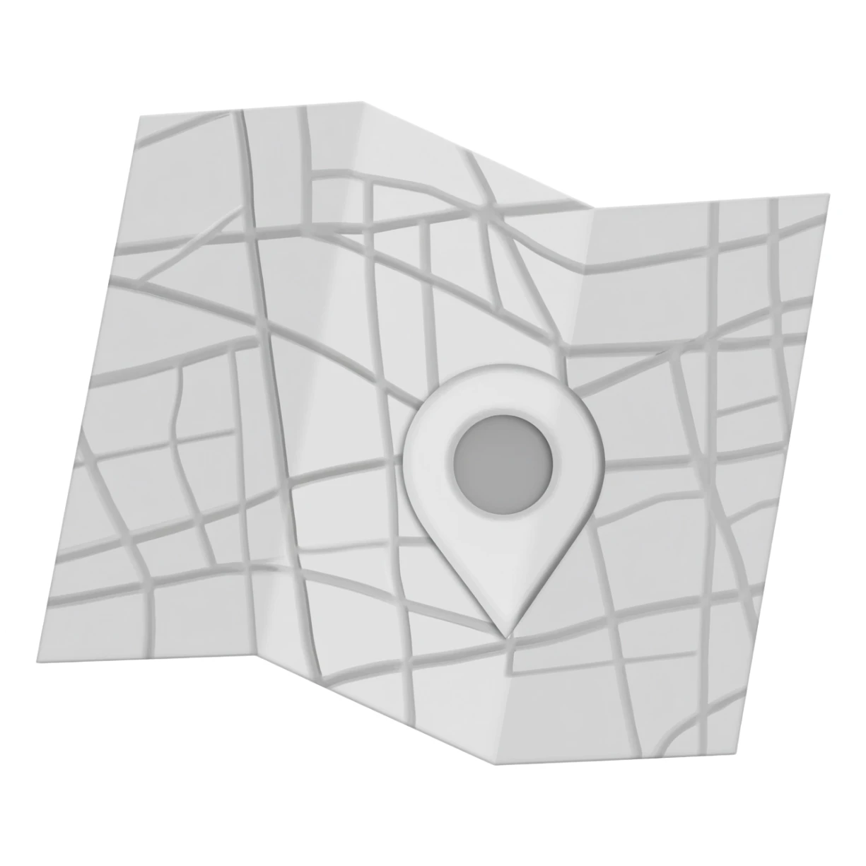3d white map gps with grey outlines sticker