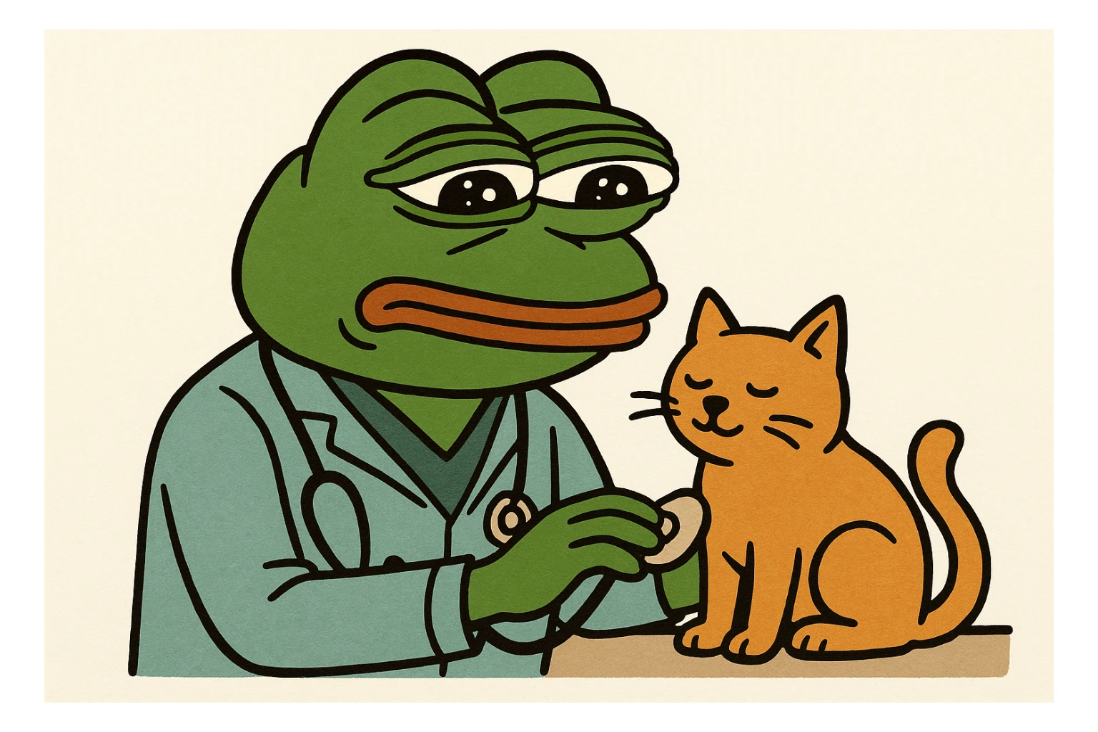 veterinarian examining a cat sticker