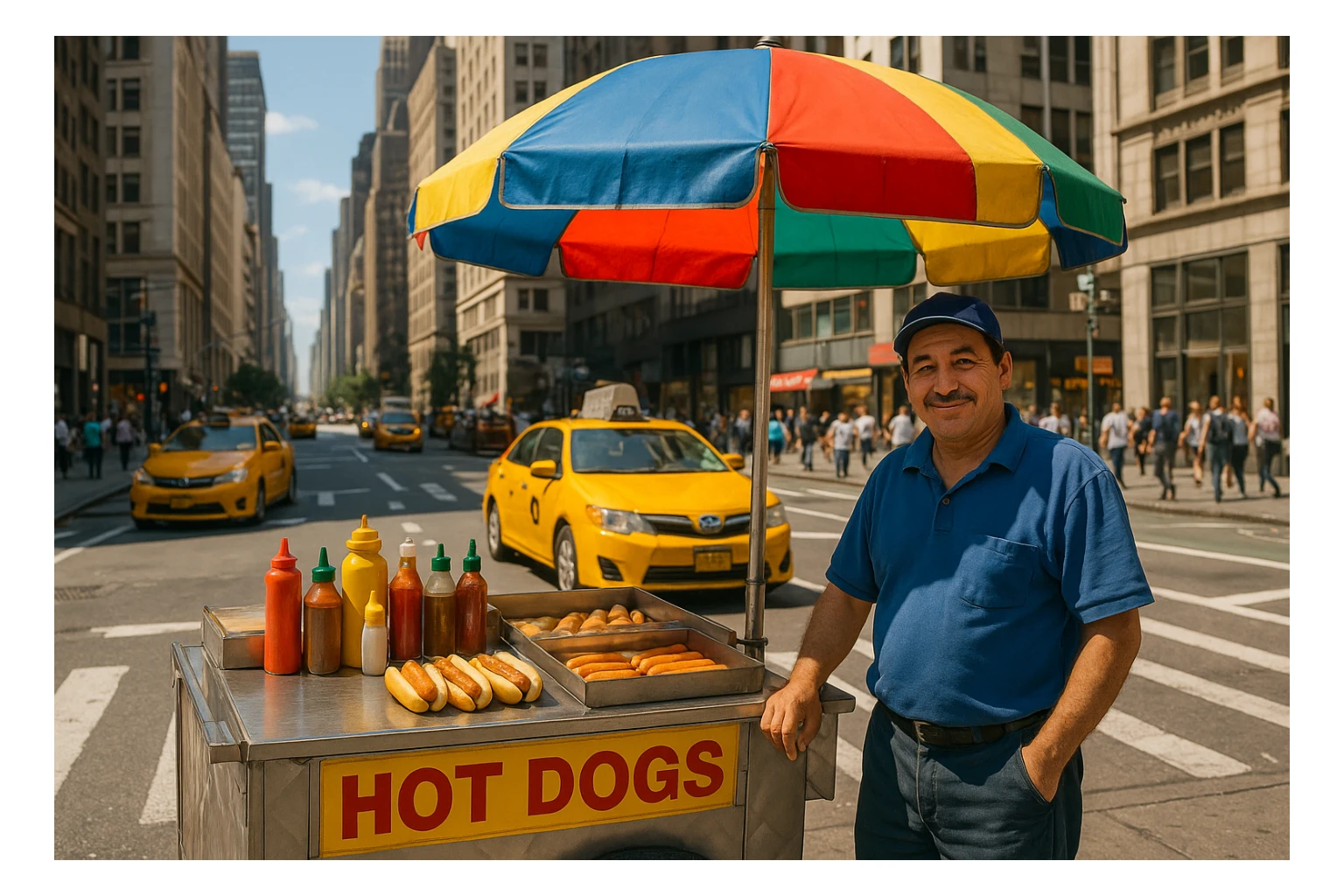 hotdog seller in New York with cart sticker