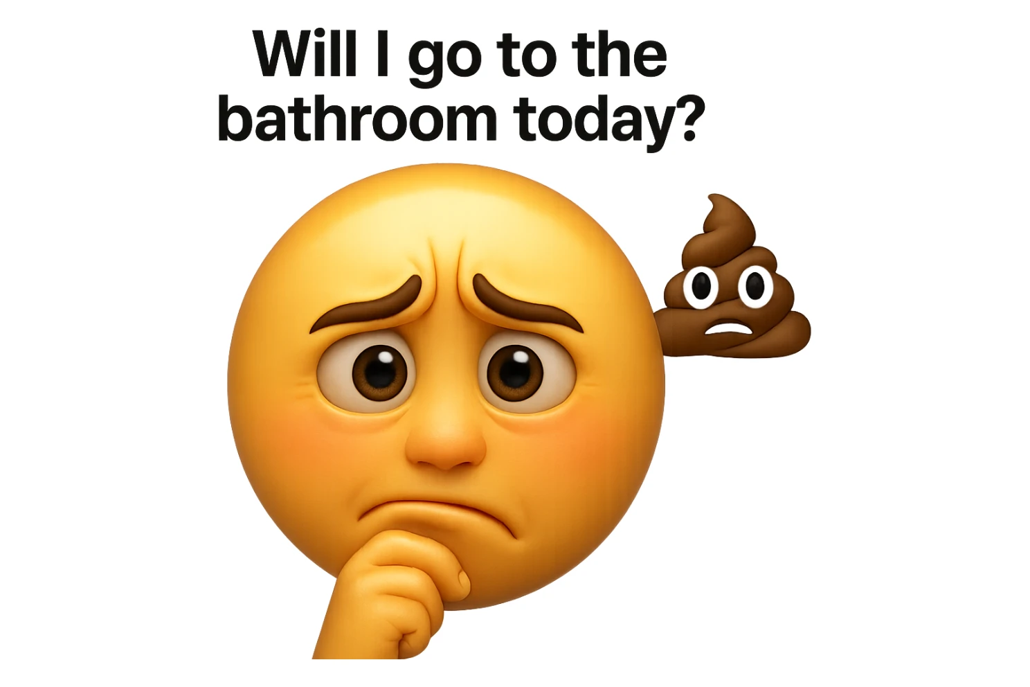 emoji stile iphone che riguarda l'argomento "stipsi/andrò al bagno oggi?", iperrealistico 4k sticker