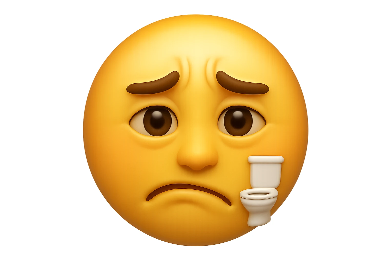 emoji stile iphone che riguarda l'argomento "stipsi/andrò al bagno oggi?", iperrealistico 4k sticker