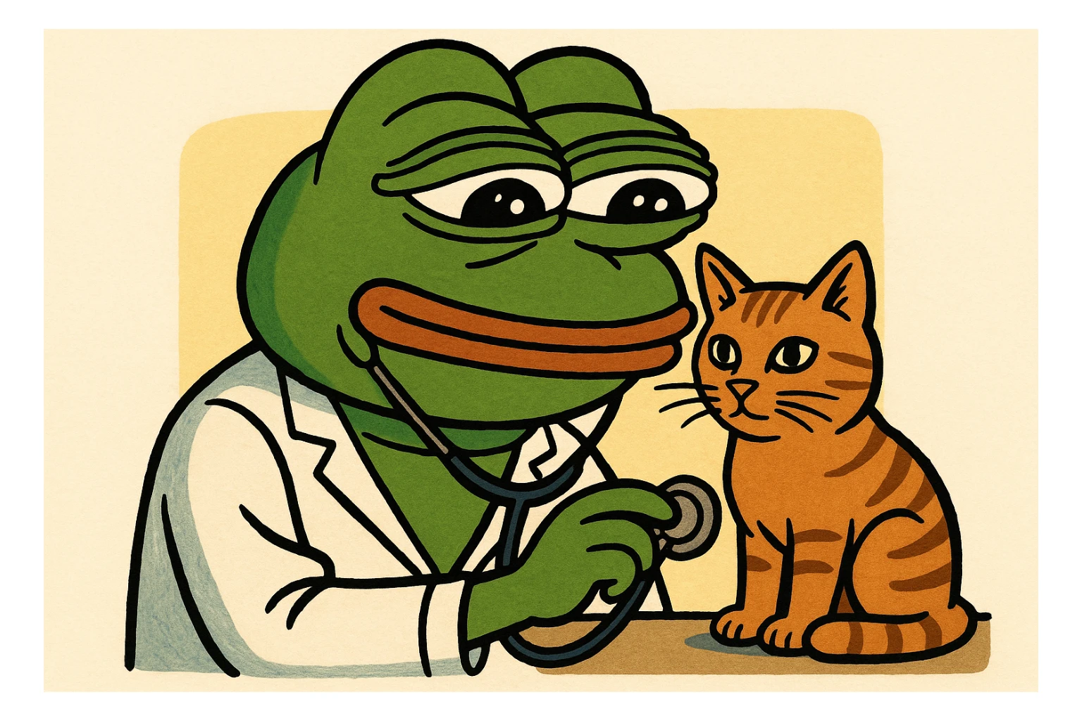 veterinarian examining a cat sticker