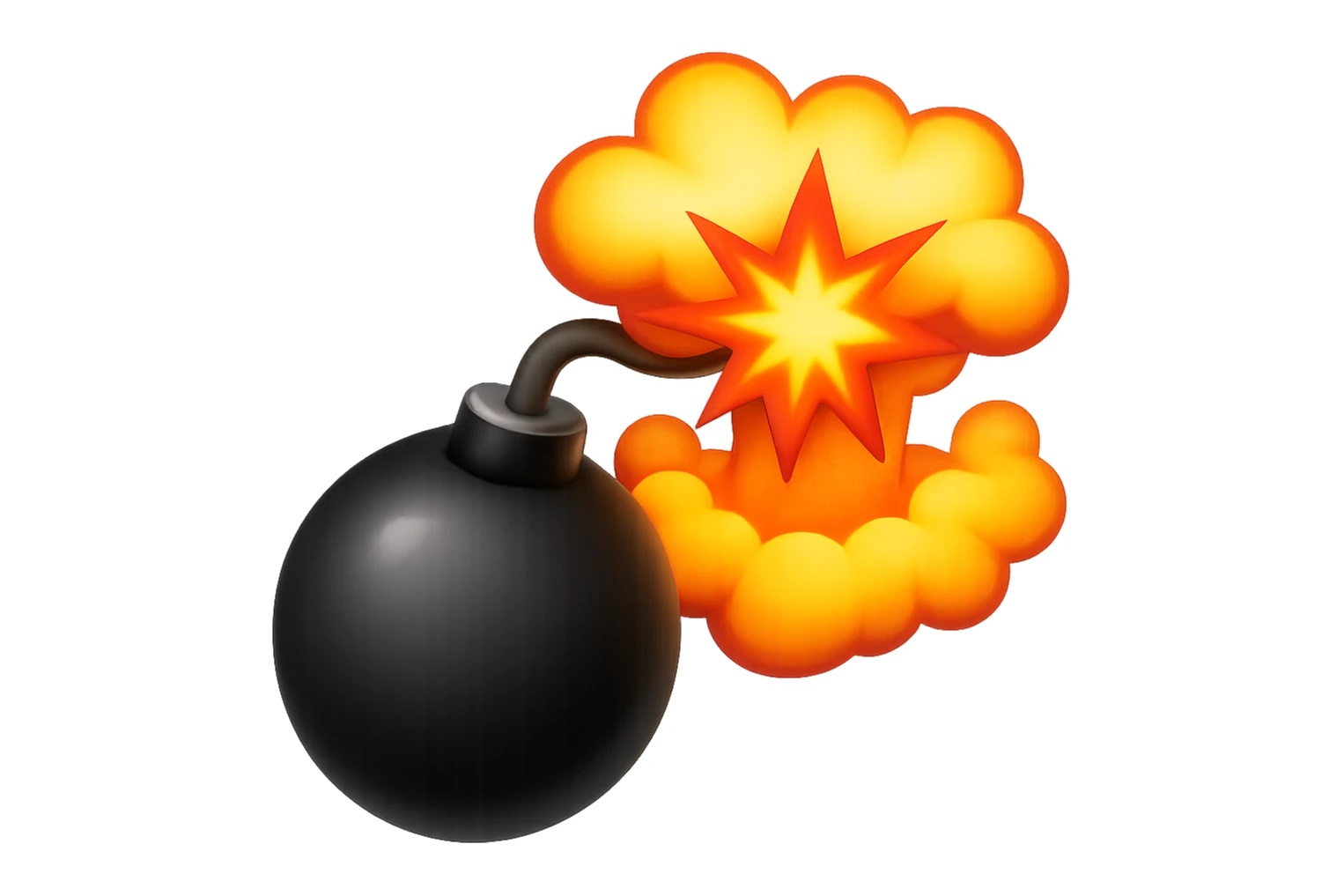 emoji stile iphone di una bomba che esplode, ISOLATA SU SFONDO BIANCO sticker