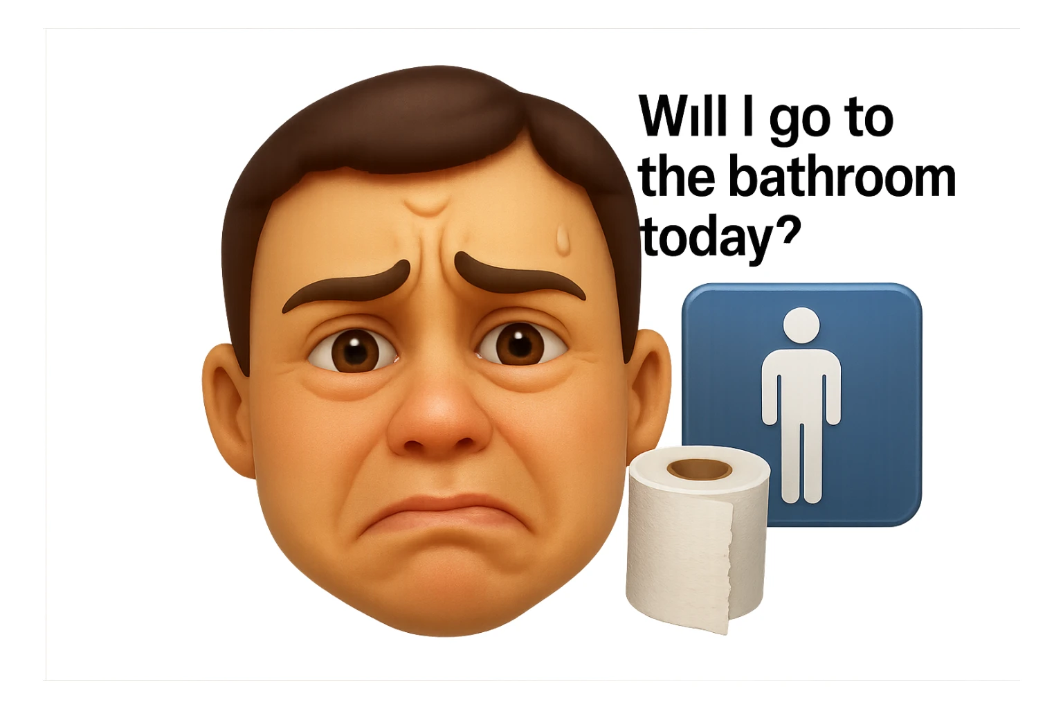 emoji stile iphone che riguarda l'argomento "stipsi/andrò al bagno oggi?", iperrealistico 4k sticker