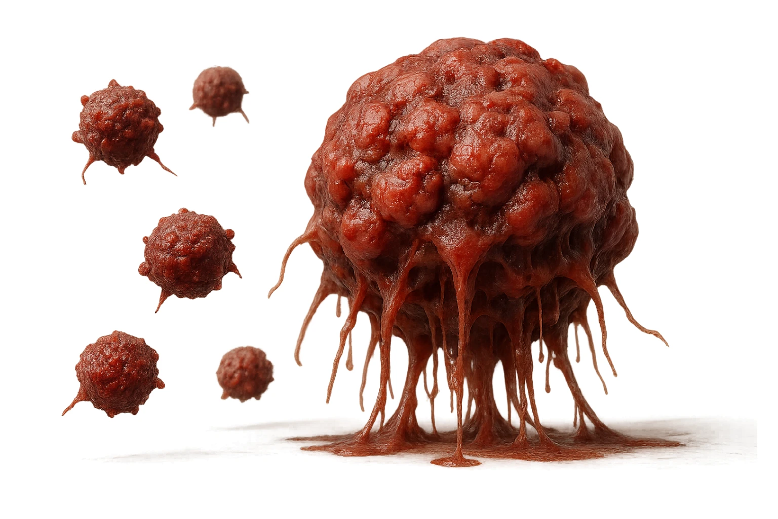 cellule umane anatomiche tumorali e deformi fluttuano in aria,+ iperrealistico 4k sticker