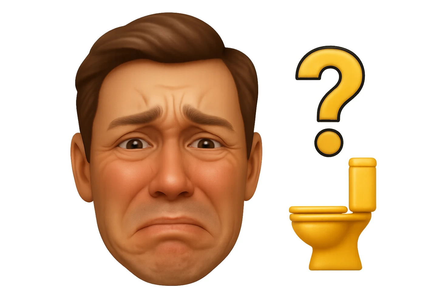 emoji stile iphone che riguarda l'argomento "stipsi/andrò al bagno oggi?", iperrealistico 4k sticker