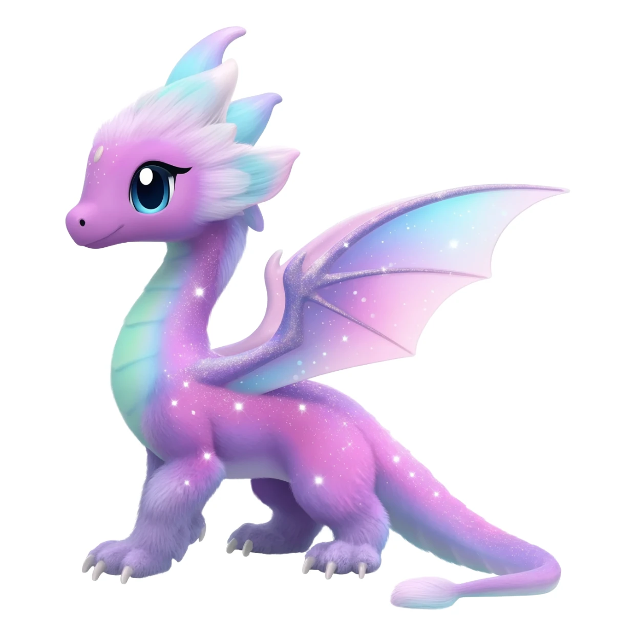 Pastel nebula furry realistic glittery Randomly-faerie-drake-colored sparkly exotic Fakémon-creature sticker
