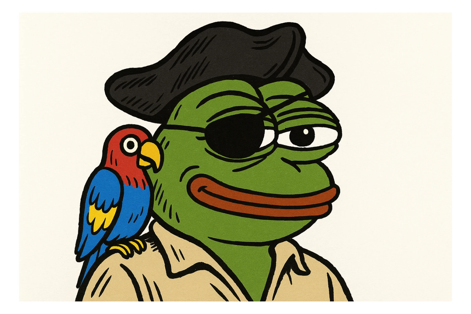 pirate with eye patch and parrot sticker