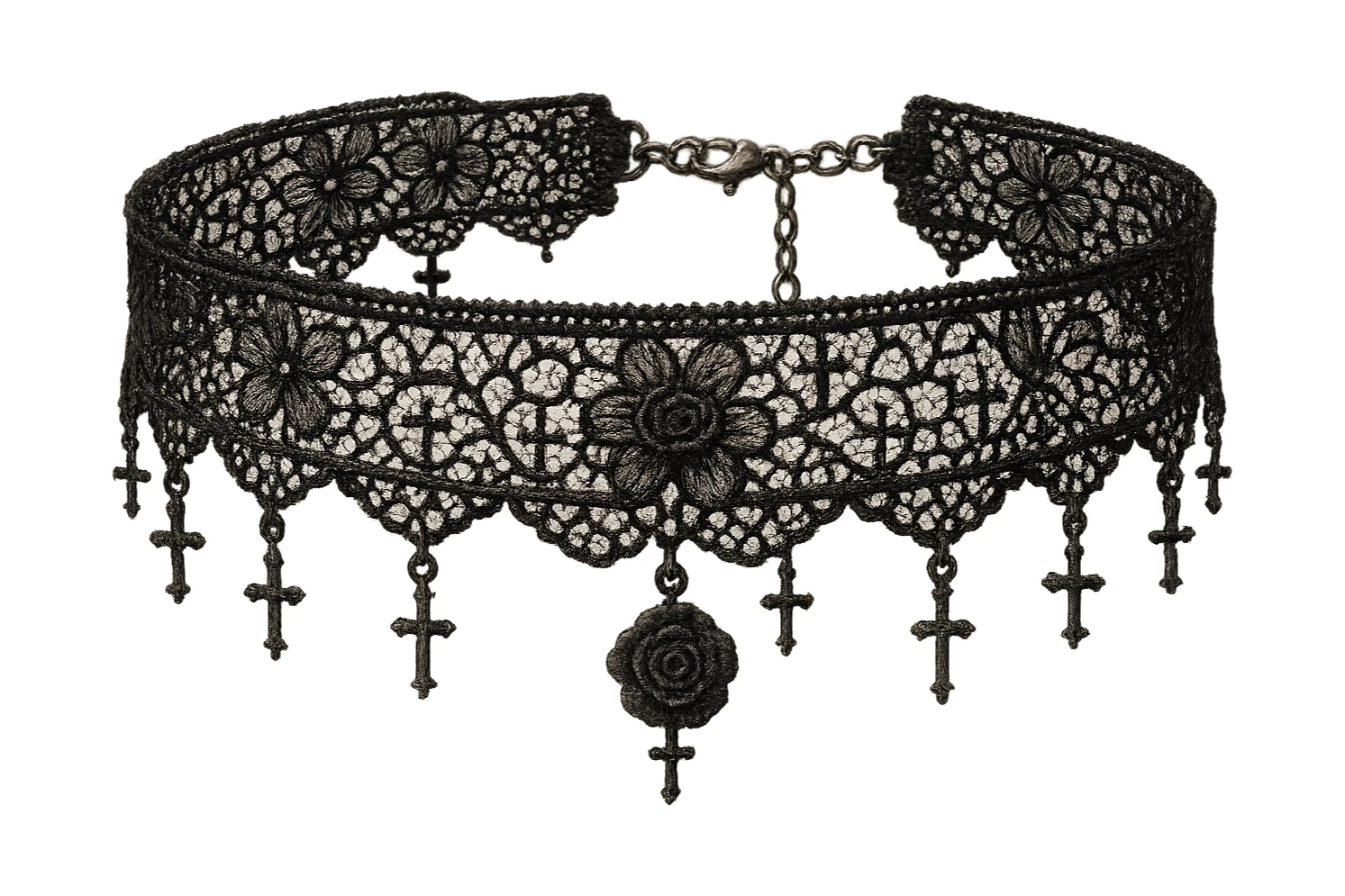 realistic goth black lace choker, highly detailed sticker