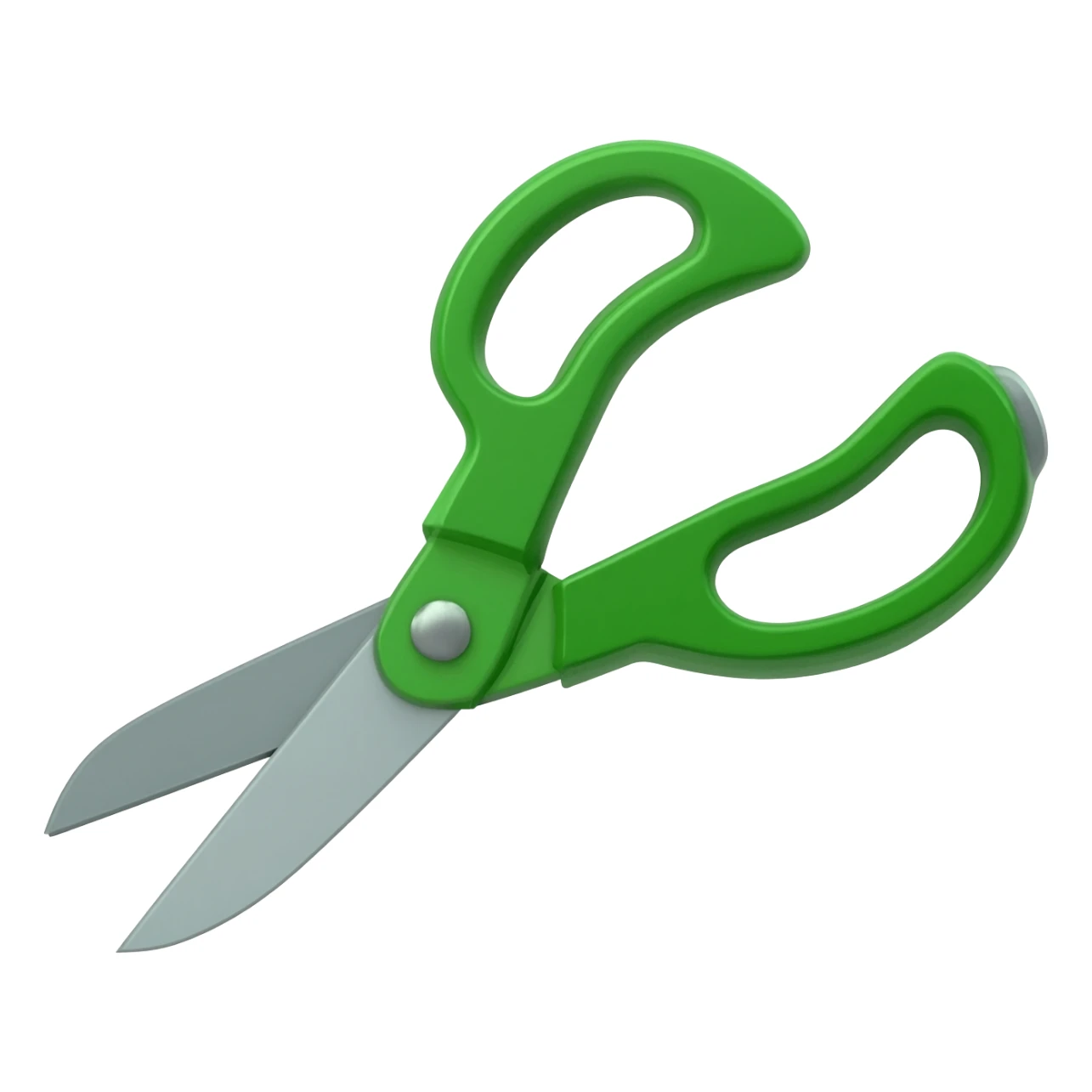 Full scissors with green handle, same green as movie trailer green preview card sticker