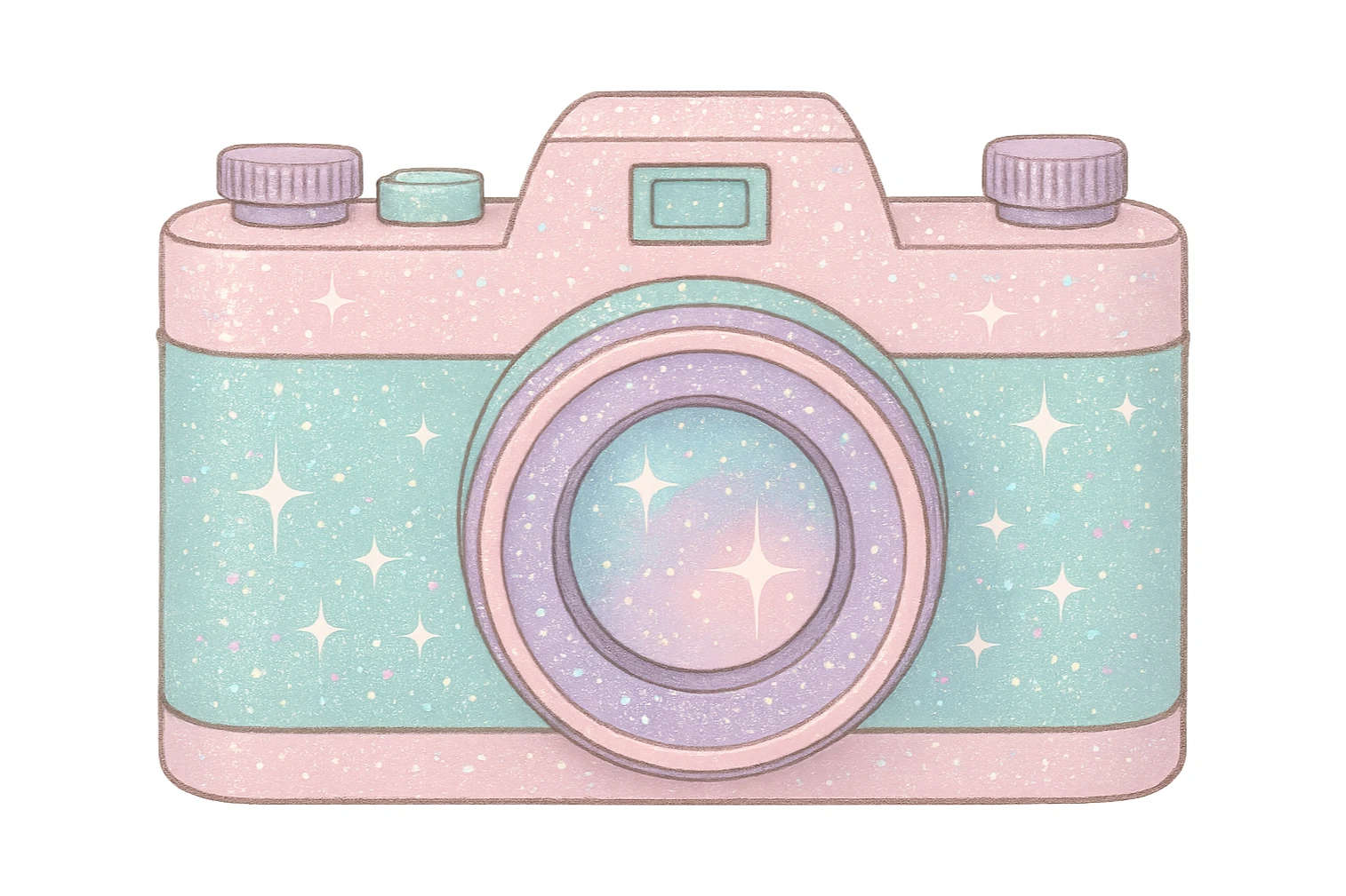 sparkly pastel vintage camera sticker