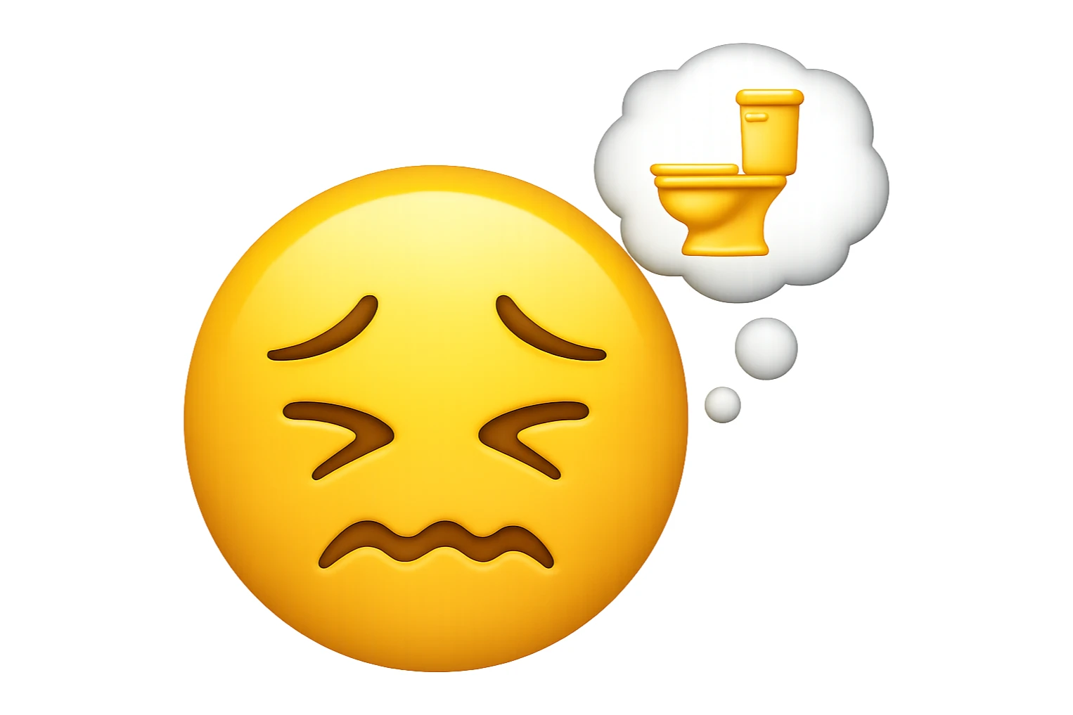emoji stile iphone che riguarda l'argomento "stipsi/andrò al bagno oggi?", iperrealistico 4k sticker