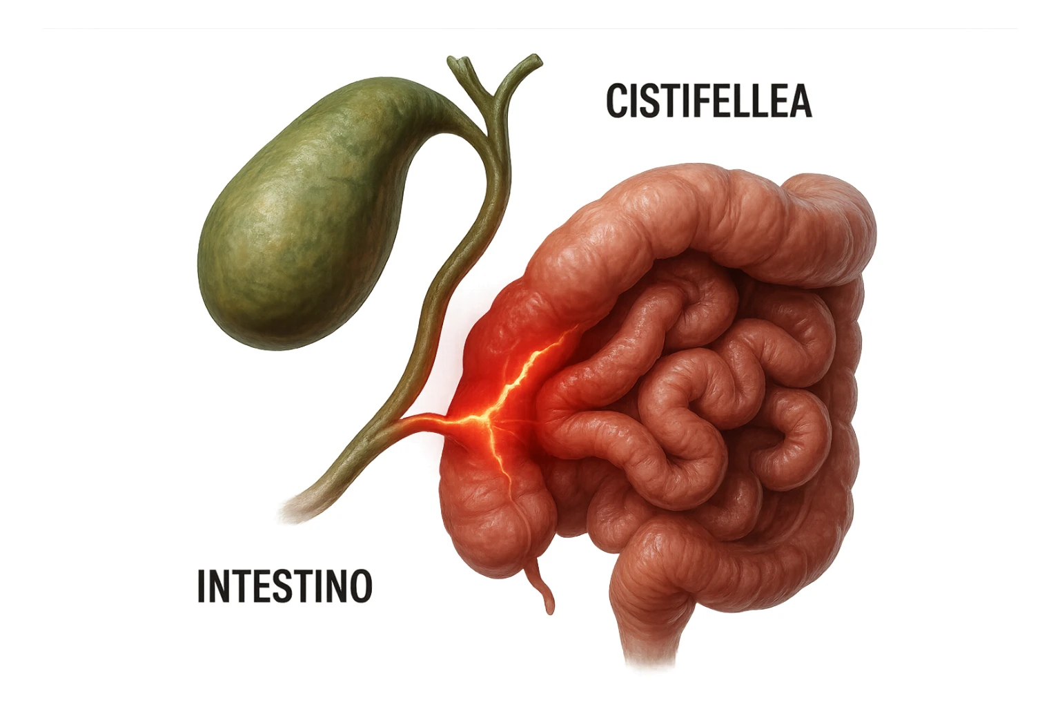 CISTIFELLEA E INTESTINO SONO COLLEGATI NEL DOLORE, iperrealistico 4k sticker