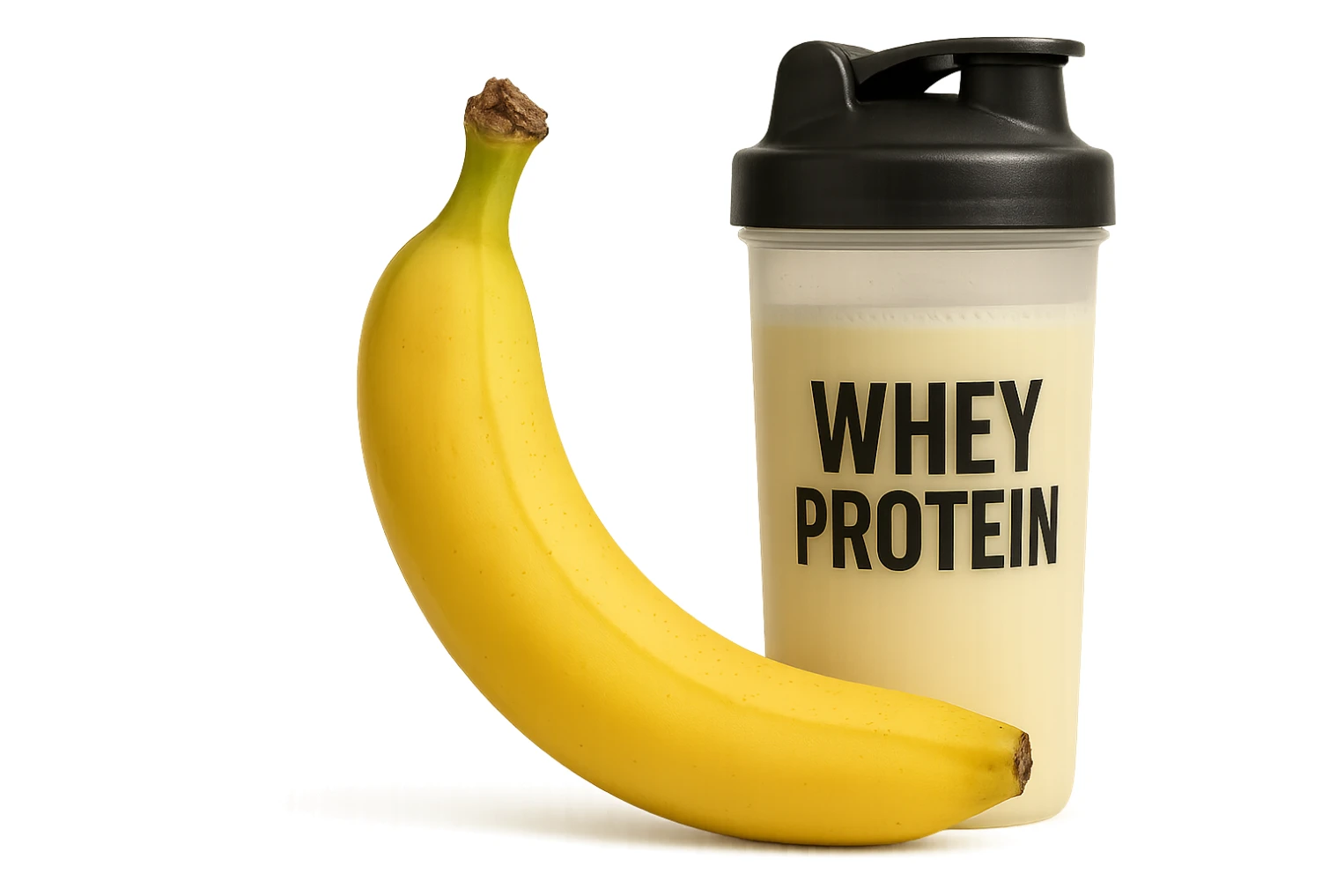 banana e shaker di whey protein
vista frontale, iperrealistico 4k sticker
