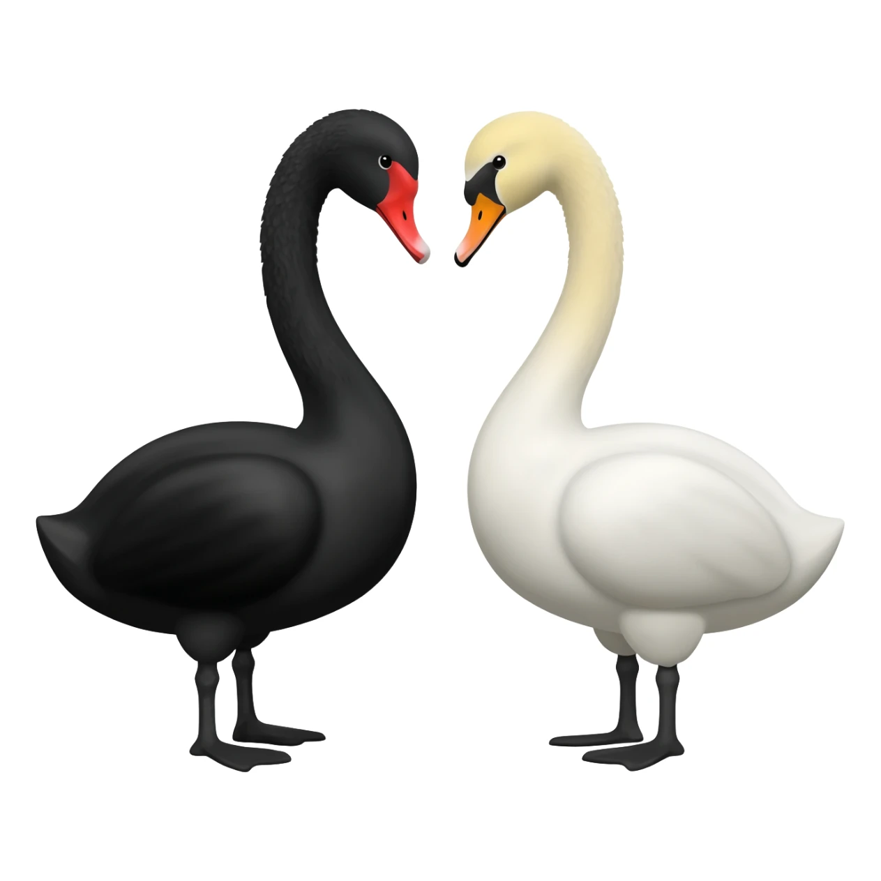 Black swan and white swan love looking to each other sticker