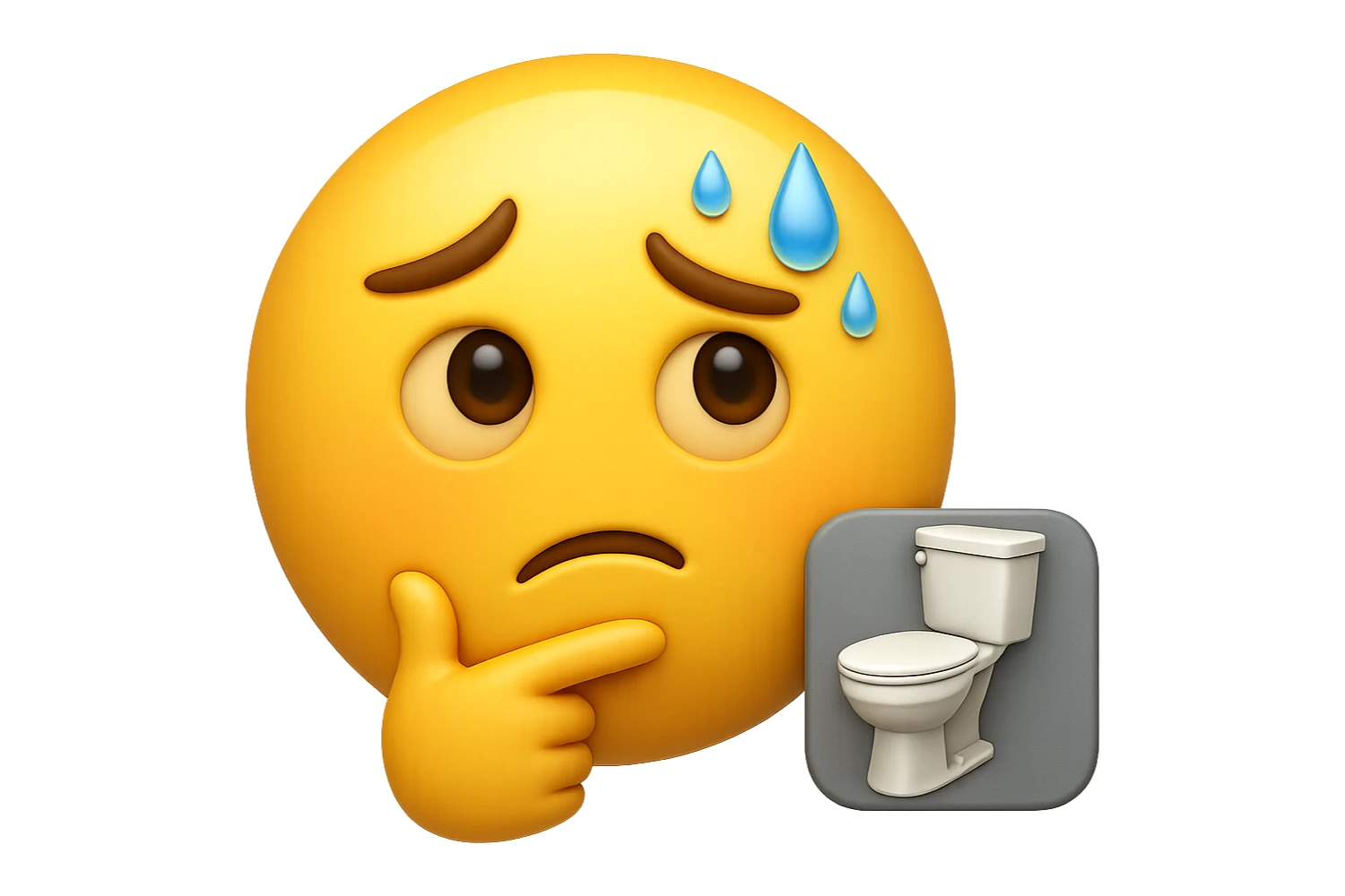 emoji stile iphone che riguarda l'argomento "stipsi/andrò al bagno oggi?", iperrealistico 4k sticker