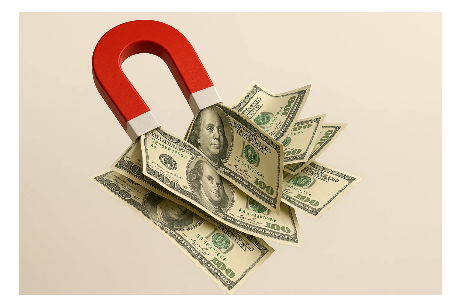 banconote attratte da una calamita rossa sticker