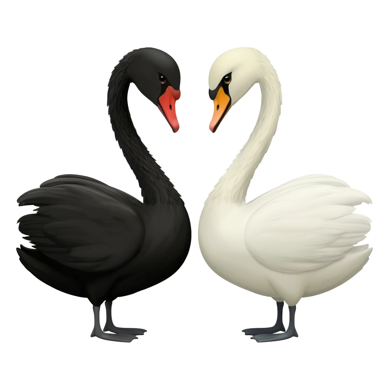 Black swan and white swan looking to each othe sticker