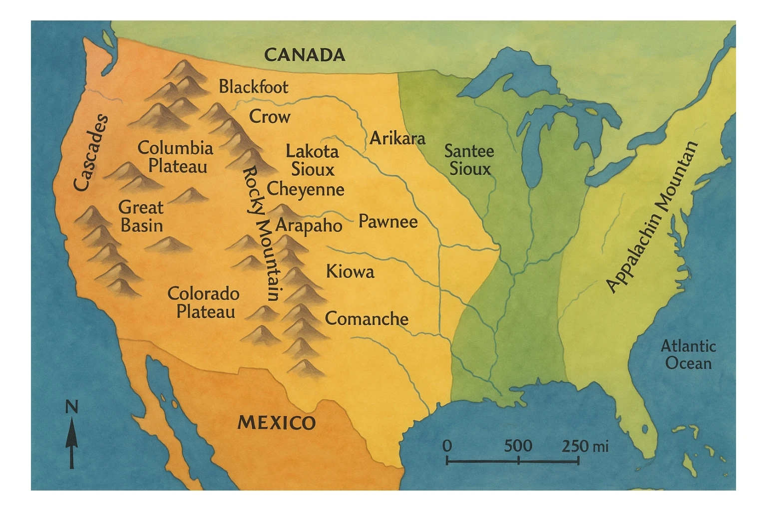 Make a full copy of this map from coast to coast making the lines between each colour clear  sticker