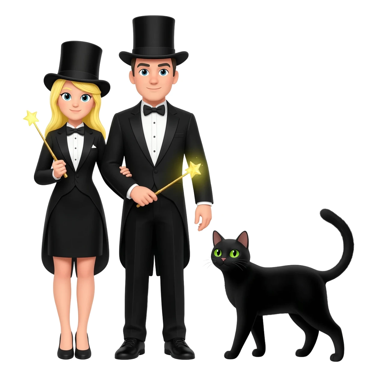 magician couple and their pet cat sticker