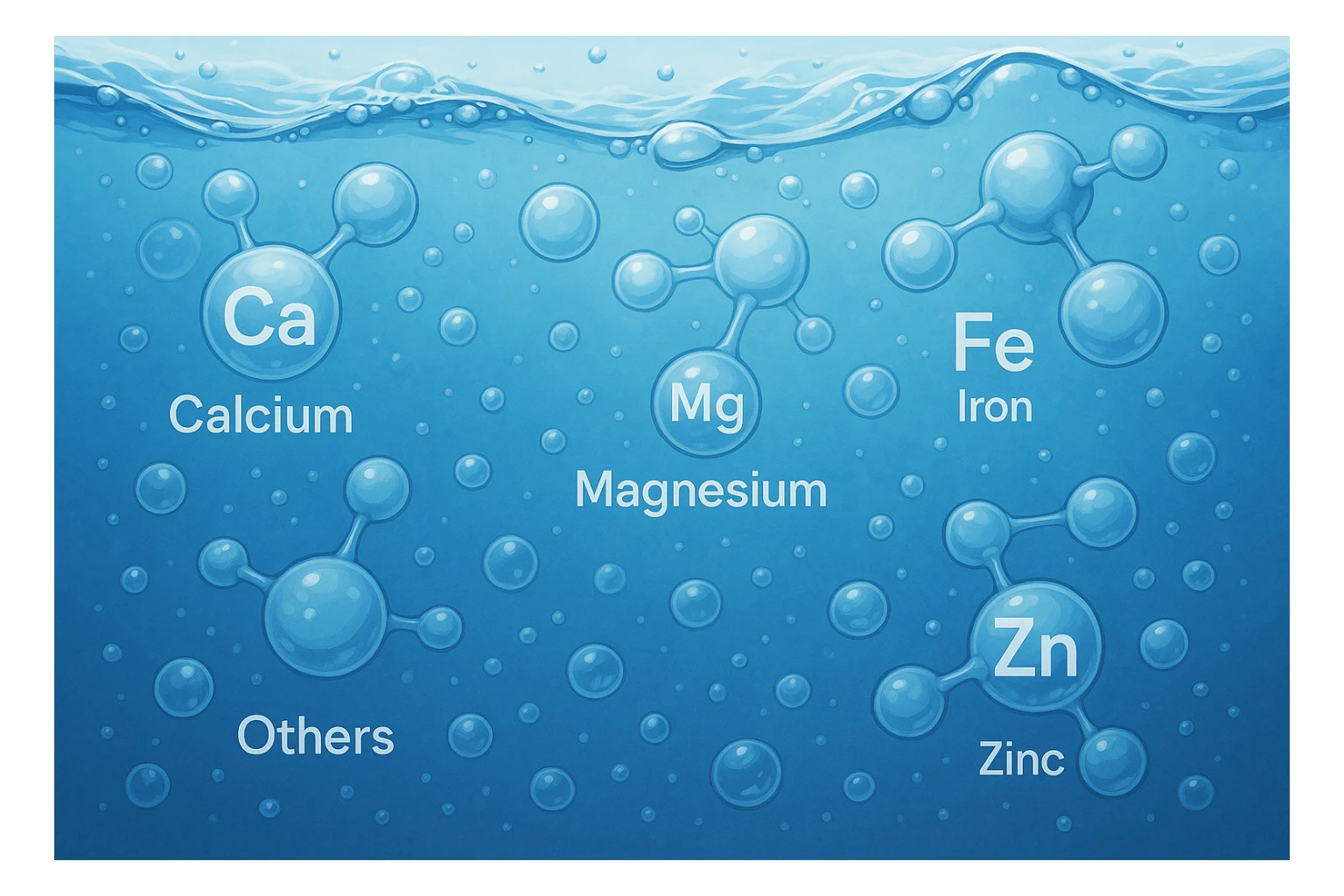 focus sull'acqua a tutto schermo e i micronutrienti contenuti in essa sticker