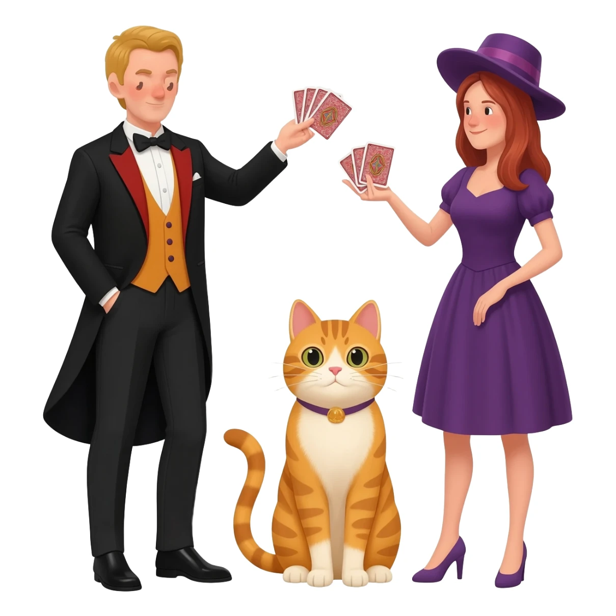magician couple and their pet cat sticker