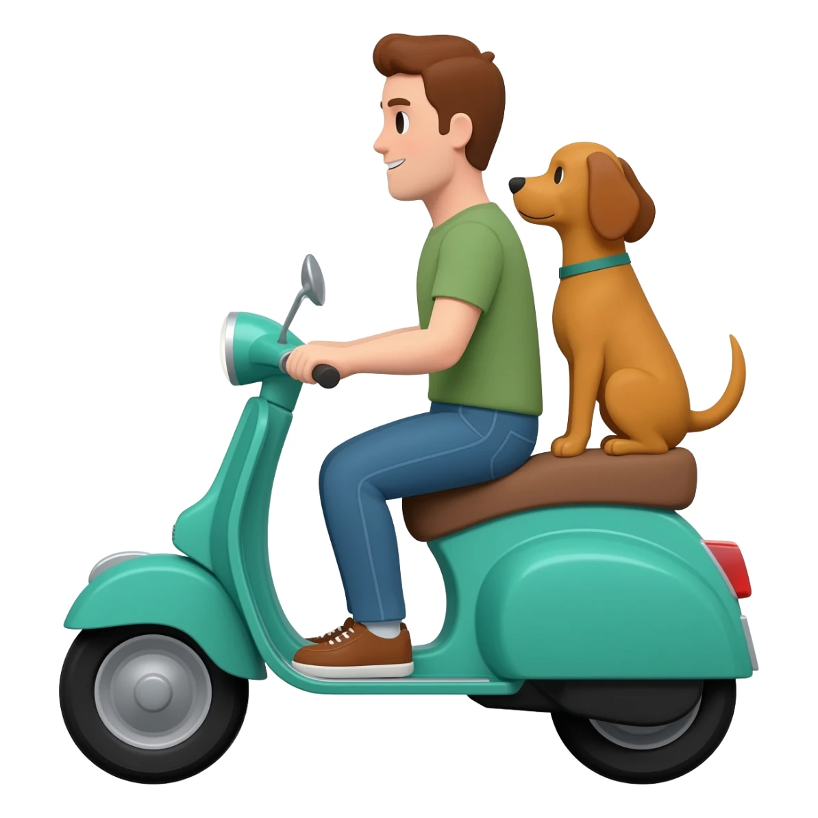 man and his pet dog riding a vespa sticker