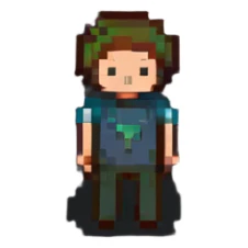 pixel art stick man with a T-shirt, minimal sticker