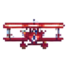 two happy people waving from a biplane, pixel art style sticker