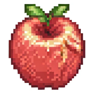 classic red apple emoji, pixel art style sticker