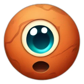 planet Mars with a cartoon calm face with big feminine eyes sticker