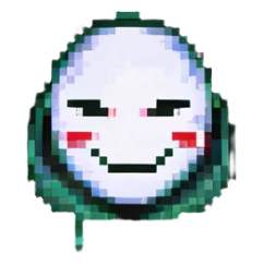 person hiding sadness with a smiling mask sticker