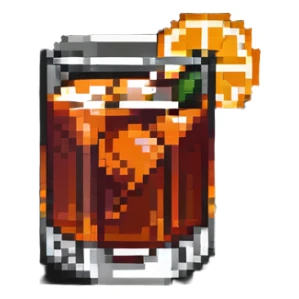 negroni cocktail glass with orange wedge sticker