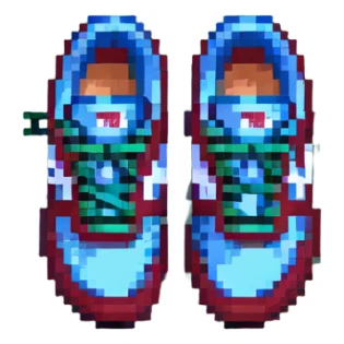 New Balance shoes, pixel art style, front view, laces and toe details, 8-bit graphics sticker